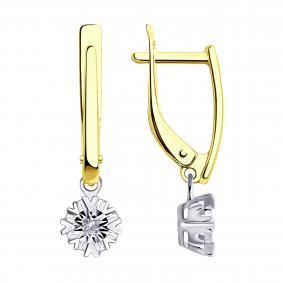 Серьги из лимонного золота SOKOLOV 1021604-2 с бриллиантом 1021604-2 фото