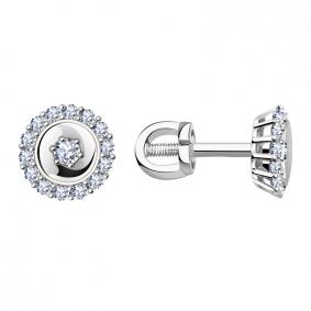 Серьги из белого золота Александра 1021612сб с бриллиантом 1021612сб фото