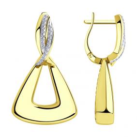 Серьги из лимонного золота SOKOLOV 1021619-2 с бриллиантом 1021619-2 фото