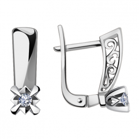 Серьги из белого золота Александра 1021619сб с бриллиантом 1021619сб фото