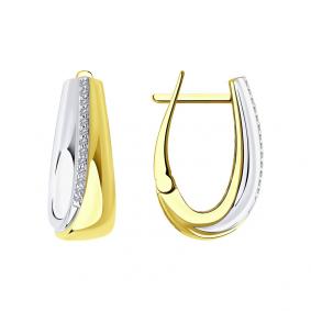 Серьги из лимонного золота SOKOLOV 1021620-2 с бриллиантом 1021620-2 фото