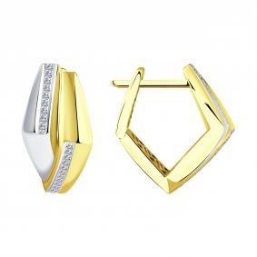 Серьги из лимонного золота SOKOLOV 1021621-2 с бриллиантом 1021621-2 фото