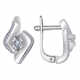 Серьги из белого золота Александра 1021622сб с бриллиантом 1021622сб фото