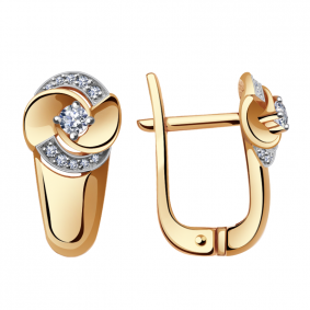 Золотые серьги Александра 1021623ск с бриллиантом 1021623ск фото