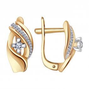 Золотые серьги Александра 1021626сбк с бриллиантом 1021626сбк фото