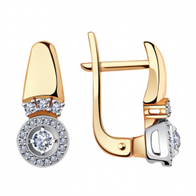 Золотые серьги Александра 1021628сбк с бриллиантом 1021628сбк фото