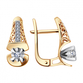 Золотые серьги Александра 1021630сбк с бриллиантом 1021630сбк фото