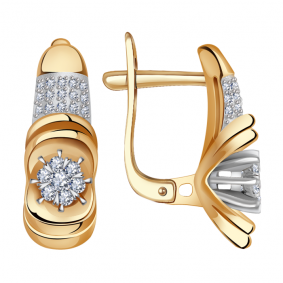 Золотые серьги Александра 1021632сбк с бриллиантом 1021632сбк фото