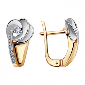 Золотые серьги Александра 1021636сбк с бриллиантом 1021636сбк фото