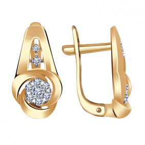 Золотые серьги Александра 1021637ск с бриллиантом 1021637ск фото