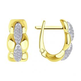 Серьги из лимонного золота SOKOLOV 1021639-2 с бриллиантом 1021639-2 фото