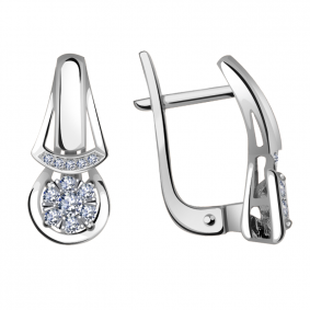 Серьги из белого золота Александра 1021644сб с бриллиантом 1021644сб фото