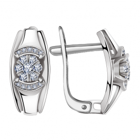 Серьги из белого золота Александра 1021645сб с бриллиантом 1021645сб фото