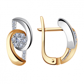 Золотые серьги Александра 1021648сбк с бриллиантом 1021648сбк фото