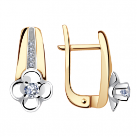 Золотые серьги Александра 1021667сбк с бриллиантом 1021667сбк фото