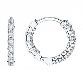Серьги из белого золота SOKOLOV 1021676-3 с бриллиантом 1021676-3 фото