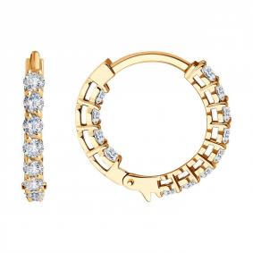 Золотые серьги SOKOLOV 1021676-5 с бриллиантом выращенным 1021676-5 фото