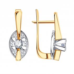 Золотые серьги Александра 1021684сбк с бриллиантом 1021684сбк фото