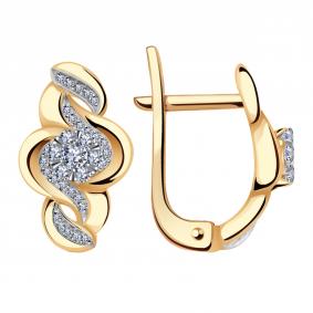 Золотые серьги Александра 1021692ск с бриллиантом 1021692ск фото