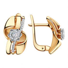 Золотые серьги Александра 1021706сбк с бриллиантом 1021706сбк фото