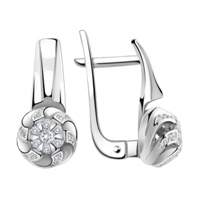 Серьги из белого золота Александра 1021709сб с бриллиантом 1021709сб фото