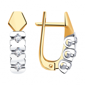 Золотые серьги Александра 1021743сбк с бриллиантом 1021743сбк фото