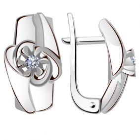 Серьги из белого золота Александра 1021745сб с бриллиантом 1021745сб фото