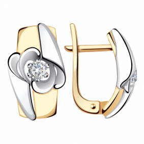 Золотые серьги Александра 1021746сбк с бриллиантом 1021746сбк фото