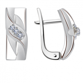 Серьги из белого золота Александра 1021747сб с бриллиантом 1021747сб фото