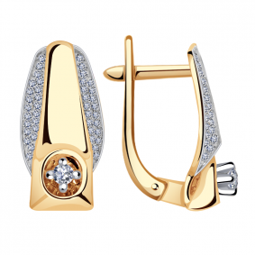 Золотые серьги Александра 1021751ск с бриллиантом 1021751ск фото