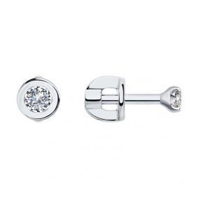 Серьги из белого золота SOKOLOV 1021752-3 с бриллиантом 1021752-3 фото