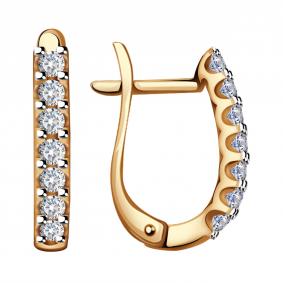 Золотые серьги Александра 1021762сбк с бриллиантом 1021762сбк фото