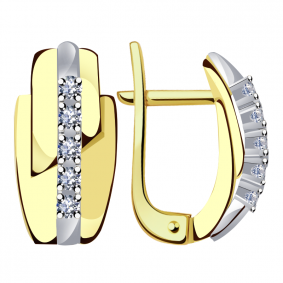 Серьги из лимонного золота Александра 1021764сбл с бриллиантом 1021764сбл фото