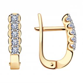 Золотые серьги Александра 1021775ск с бриллиантом 1021775ск фото