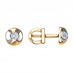 Золотые серьги Александра 1021780сбк с бриллиантом 1021780сбк фото