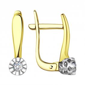 Серьги из лимонного золота Александра 1021785сбл с бриллиантом 1021785сбл фото