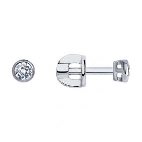 Серьги из белого золота SOKOLOV 1021801-3 с бриллиантом 1021801-3 фото