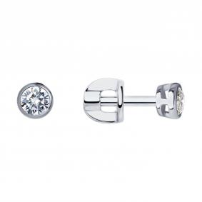 Серьги из белого золота SOKOLOV 1021803-3-5 с бриллиантом выращенным 1021803-3-5 фото