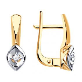 Золотые серьги Александра 1021803сбк с бриллиантом 1021803сбк фото