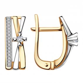 Золотые серьги Александра 1021804сбк с бриллиантом 1021804сбк фото