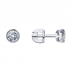 Серьги из белого золота SOKOLOV 1021805-3 с бриллиантом 1021805-3 фото