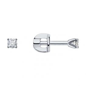 Серьги из белого золота SOKOLOV 1021807-3 с бриллиантом 1021807-3 фото