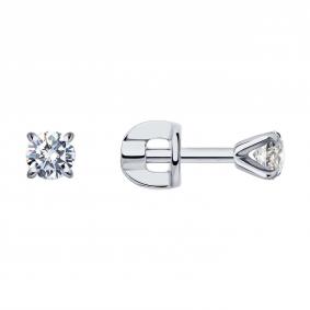 Серьги из белого золота SOKOLOV 1021810-3-5 с бриллиантом выращенным 1021810-3-5 фото