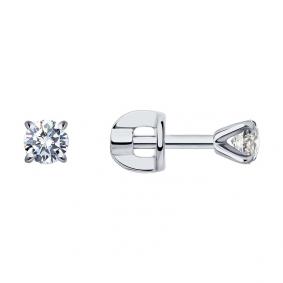 Серьги из белого золота SOKOLOV 1021810-3 с бриллиантом 1021810-3 фото