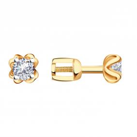 Золотые серьги Александра 1021811ск с бриллиантом 1021811ск фото