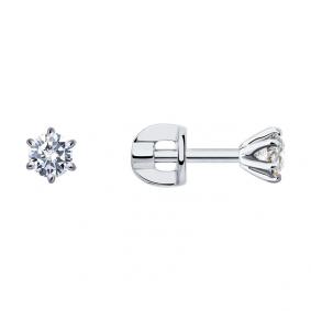 Серьги из белого золота SOKOLOV 1021813-3 с бриллиантом 1021813-3 фото