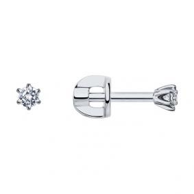 Серьги из белого золота SOKOLOV 1021814-3 с бриллиантом 1021814-3 фото