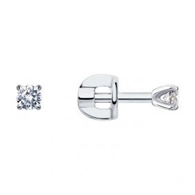 Серьги из белого золота SOKOLOV 1021815-3 с бриллиантом 1021815-3 фото