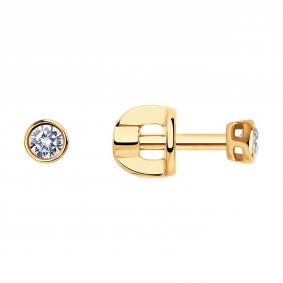 Золотые серьги SOKOLOV 1021816-5 с бриллиантом выращенным 1021816-5 фото