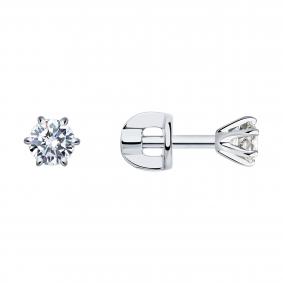 Серьги из белого золота SOKOLOV 1021818-3-5 с бриллиантом выращенным 1021818-3-5 фото